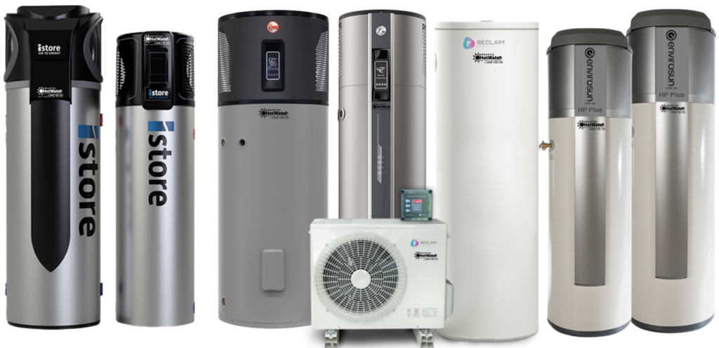 Selection of heat pump hot water systems and heaters ideal for Brisbane homes